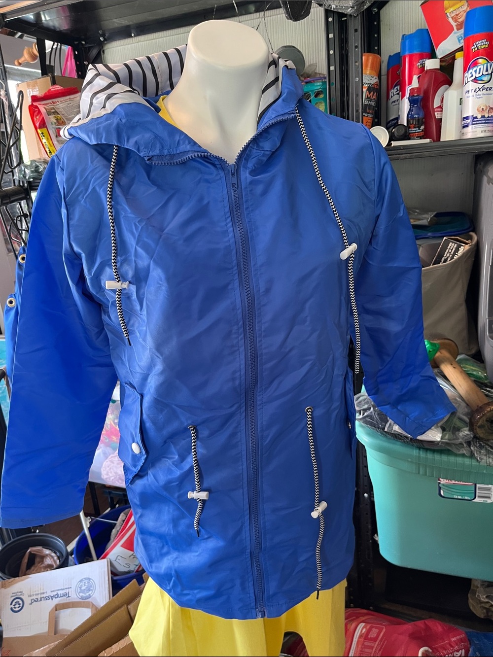 Blue Hooded Rain Jacket - Brand Unknown